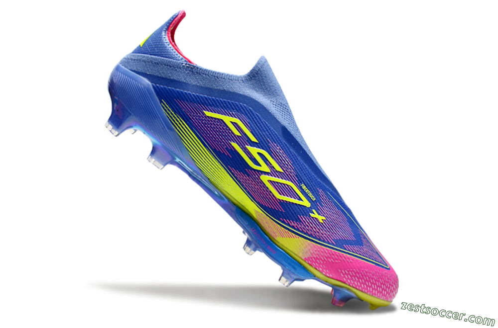 Adidas F50+ Elite Lightstrike Pro FG Low-Tops Soccer Cleats - Blue/Yellow/Pink 4