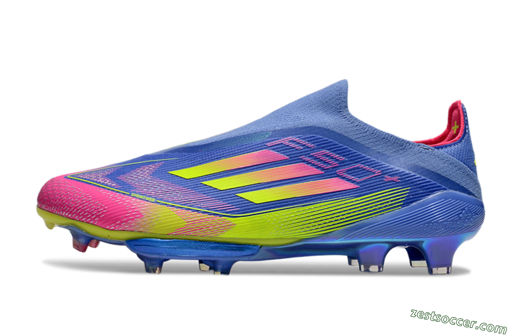 Adidas F50+ Elite Lightstrike Pro FG Low-Tops Soccer Cleats - Blue/Yellow/Pink 2
