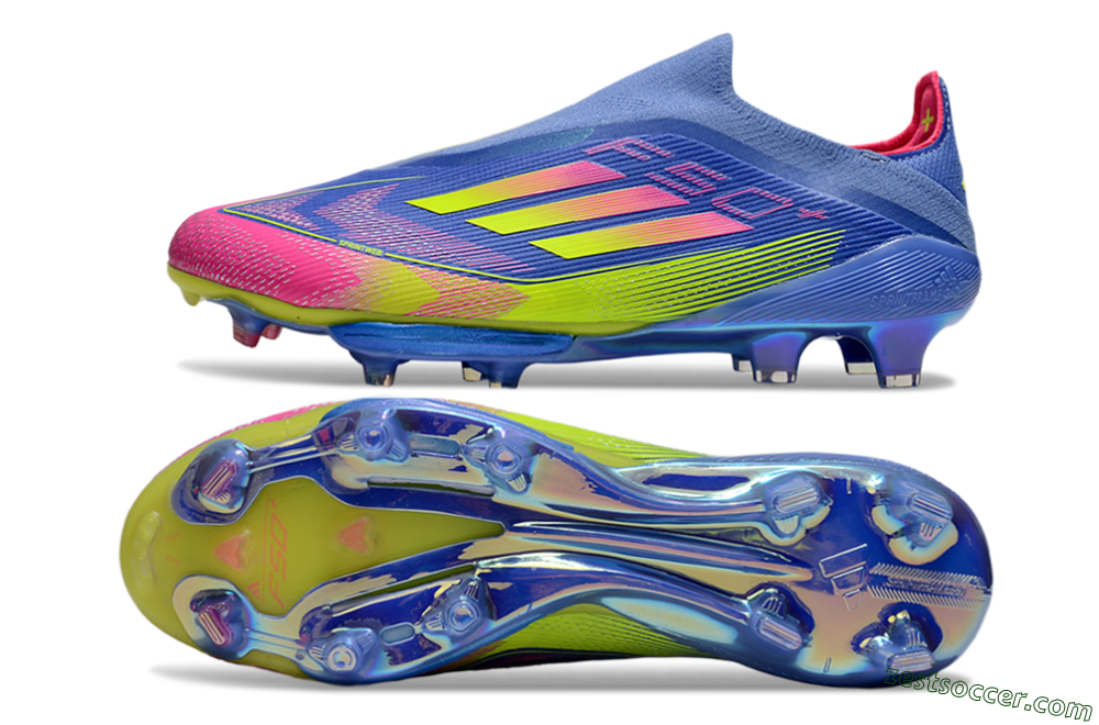 Adidas F50+ Elite Lightstrike Pro FG Low-Tops Soccer Cleats - Blue/Yellow/Pink 1