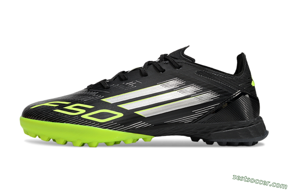 Adidas F50 Pro TF Low-Tops Soccer Shoes - Black/Yellow/Silver 2