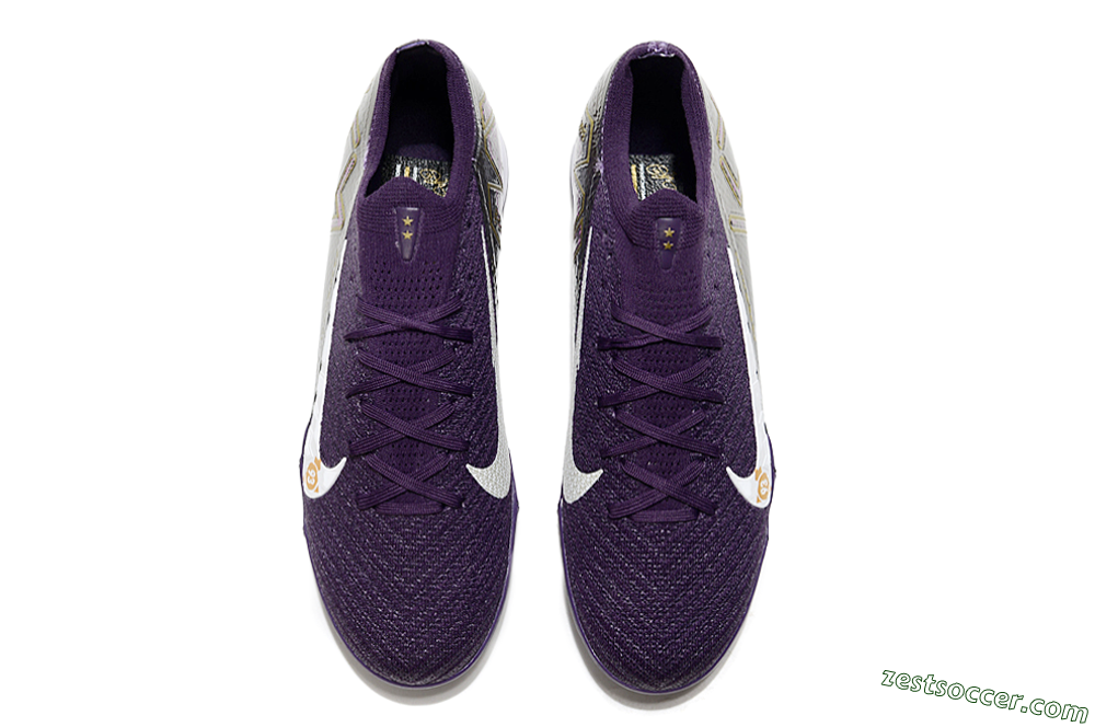 Nike Air Zoom Mercurial Vapor 16 Elite TF Low-Tops Soccer Shoes - Purple/White/Gold 4