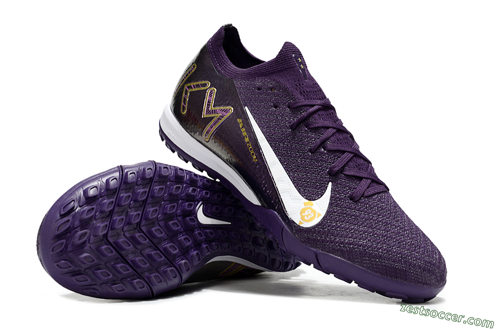 Nike Air Zoom Mercurial Vapor 16 Elite TF Low-Tops Soccer Shoes - Purple/White/Gold 3