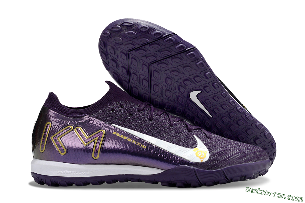 Nike Air Zoom Mercurial Vapor 16 Elite TF Low-Tops Soccer Shoes - Purple/White/Gold 0
