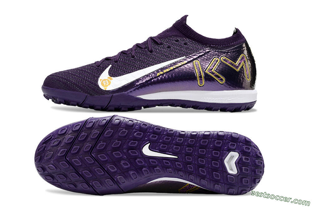 Nike Air Zoom Mercurial Vapor 16 Elite TF Low-Tops Soccer Shoes - Purple/White/Gold 1
