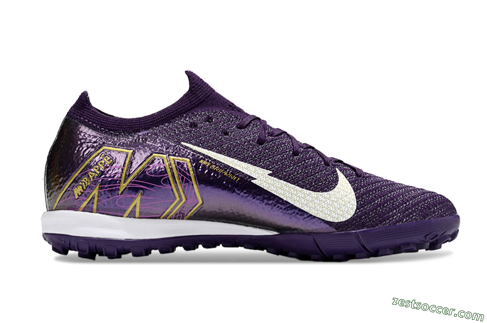 Nike Air Zoom Mercurial Vapor 16 Elite TF Low-Tops Soccer Shoes - Purple/White/Gold 7