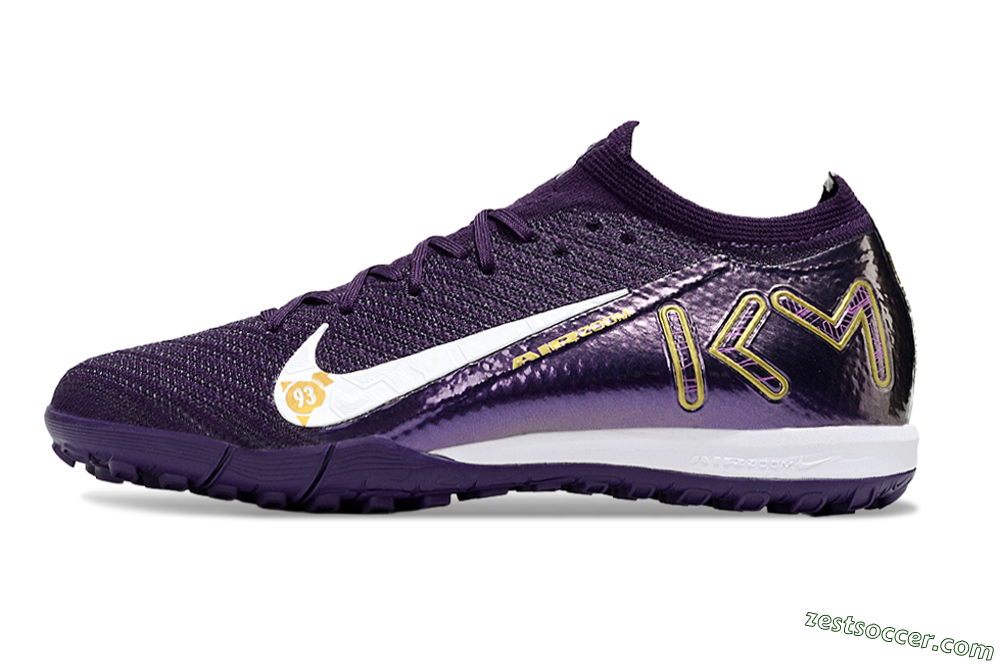 Nike Air Zoom Mercurial Vapor 16 Elite TF Low-Tops Soccer Shoes - Purple/White/Gold 2