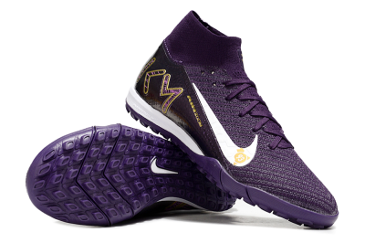 Nike Air Zoom Mercurial Superfly 10 Elite TF High-Tops Soccer Shoes - Purple/White/Gold