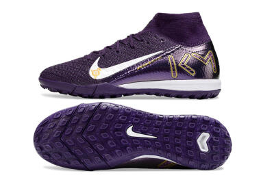 Nike Air Zoom Mercurial Superfly 10 Elite TF High-Tops Soccer Shoes - Purple/White/Gold