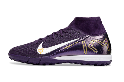 Nike Air Zoom Mercurial Superfly 10 Elite TF High-Tops Soccer Shoes - Purple/White/Gold