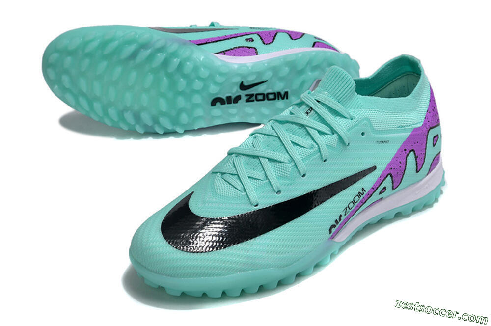 Nike Air Zoom Mercurial Vapor 16 Elite TF Low-Tops Soccer Shoes - Jade/Black/Purple 3