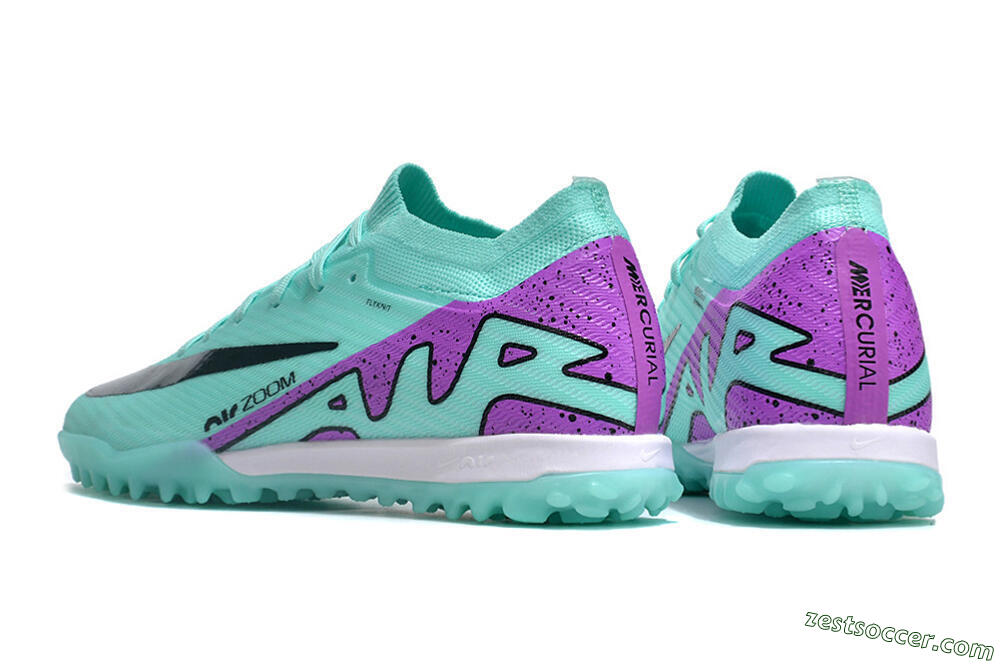 Nike Air Zoom Mercurial Vapor 16 Elite TF Low-Tops Soccer Shoes - Jade/Black/Purple 5