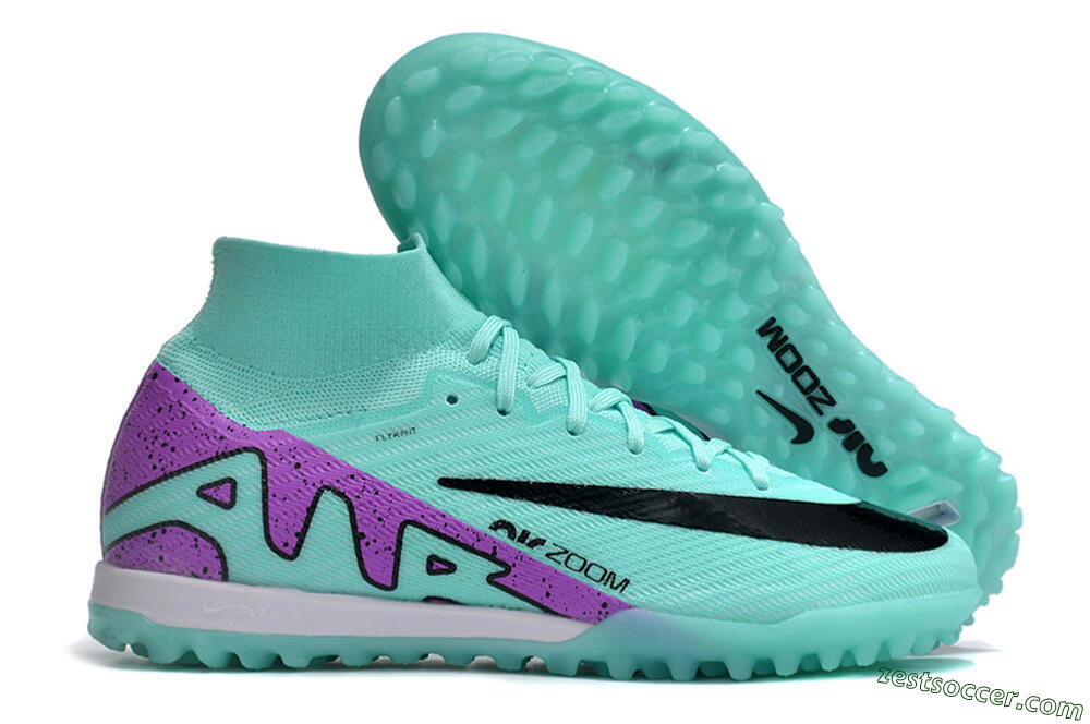 Nike Air Zoom Mercurial Superfly 10 Elite TF High-Tops Soccer Shoes - Jade/Black/Purple 0