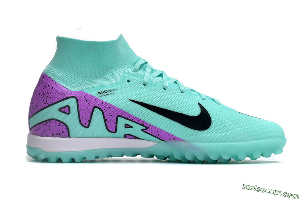 Nike Air Zoom Mercurial Superfly 10 Elite TF High-Tops Soccer Shoes - Jade/Black/Purple 4