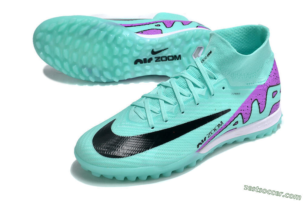 Nike Air Zoom Mercurial Superfly 10 Elite TF High-Tops Soccer Shoes - Jade/Black/Purple 3