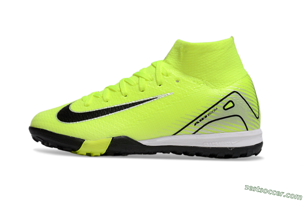 Nike Air Zoom Mercurial Superfly 10 Elite TF High-Tops Soccer Shoes - Yellow/Black/Silver 2