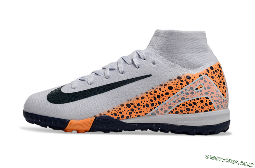Nike Air Zoom Mercurial Superfly 10 Elite TF High-Tops Soccer Shoes - Grey/Black/Leopard 2