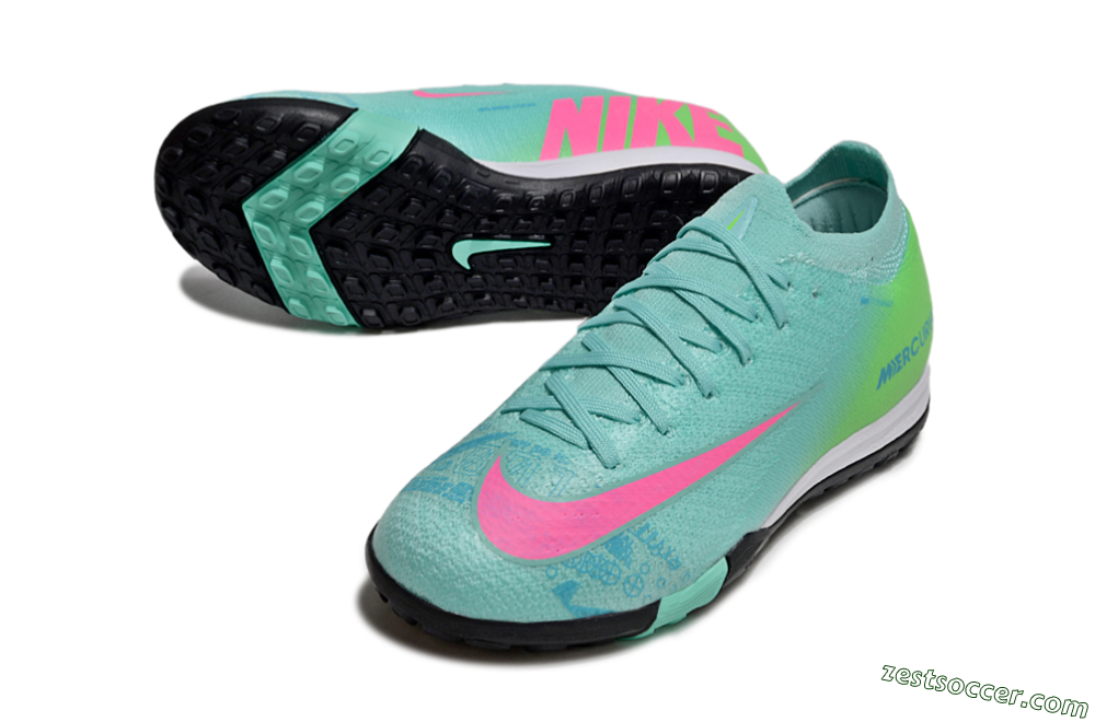 Nike Air Zoom Mercurial Vapor 16 Elite TF Low-Tops Soccer Shoes - Jade/Yellow/Pink 3