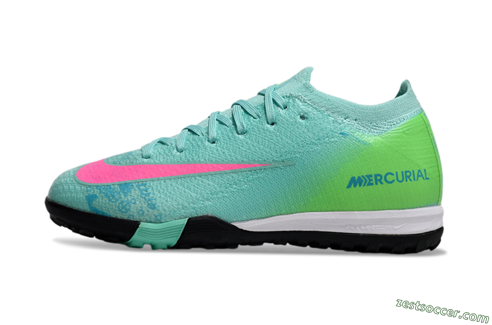 Nike Air Zoom Mercurial Vapor 16 Elite TF Low-Tops Soccer Shoes - Jade/Yellow/Pink 2