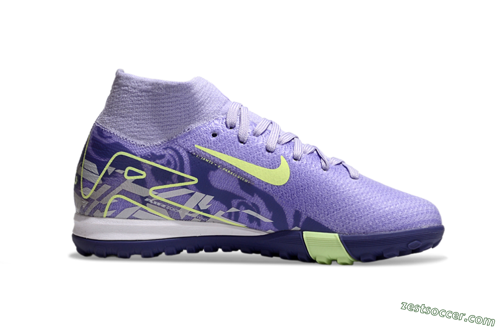 Nike Air Zoom Mercurial Superfly 10 Elite TF High-Tops Soccer Shoes - Purple/Yellow 4