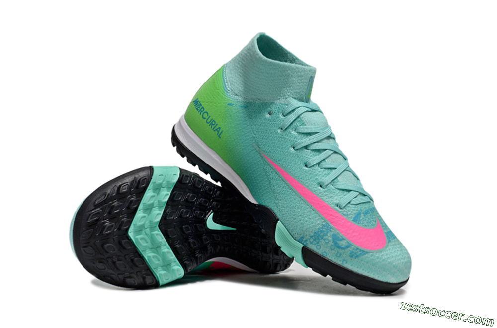 Nike Air Zoom Mercurial Superfly 10 Elite TF High-Tops Soccer Shoes - Jade/Pink/Yellow 1