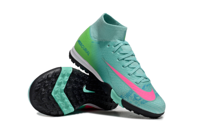 Nike Air Zoom Mercurial Superfly 10 Elite TF High-Tops Soccer Shoes - Jade/Pink/Yellow