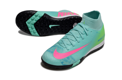 Nike Air Zoom Mercurial Superfly 10 Elite TF High-Tops Soccer Shoes - Jade/Pink/Yellow