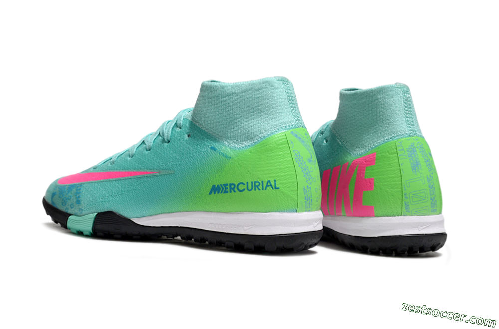 Nike Air Zoom Mercurial Superfly 10 Elite TF High-Tops Soccer Shoes - Jade/Pink/Yellow 5