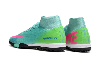 Nike Air Zoom Mercurial Superfly 10 Elite TF High-Tops Soccer Shoes - Jade/Pink/Yellow