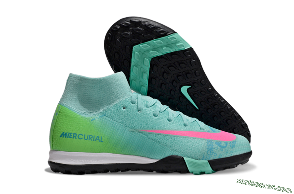 Nike Air Zoom Mercurial Superfly 10 Elite TF High-Tops Soccer Shoes - Jade/Pink/Yellow 0