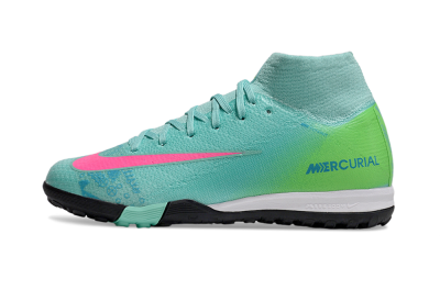 Nike Air Zoom Mercurial Superfly 10 Elite TF High-Tops Soccer Shoes - Jade/Pink/Yellow