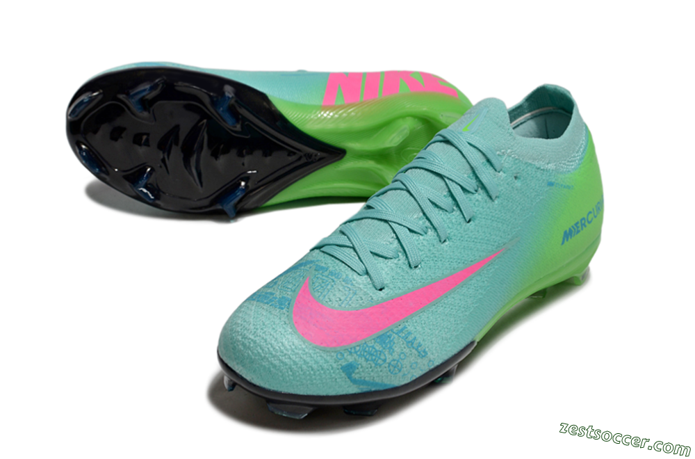 Nike Air Zoom Mercurial Vapor 16 Elite FG Low-Tops Soccer Cleats - Jade/Yellow/Pink 3