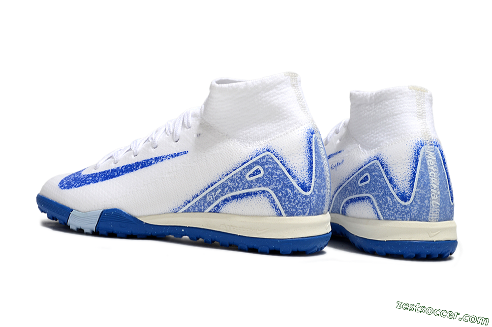 Nike Air Zoom Mercurial Superfly 10 Elite TF High-Tops Soccer Shoes - White/Blue 5