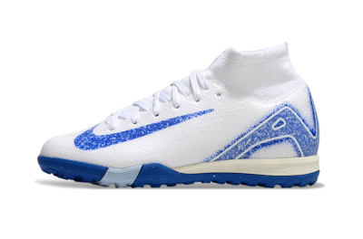 Nike Air Zoom Mercurial Superfly 10 Elite TF High-Tops Soccer Shoes - White/Blue