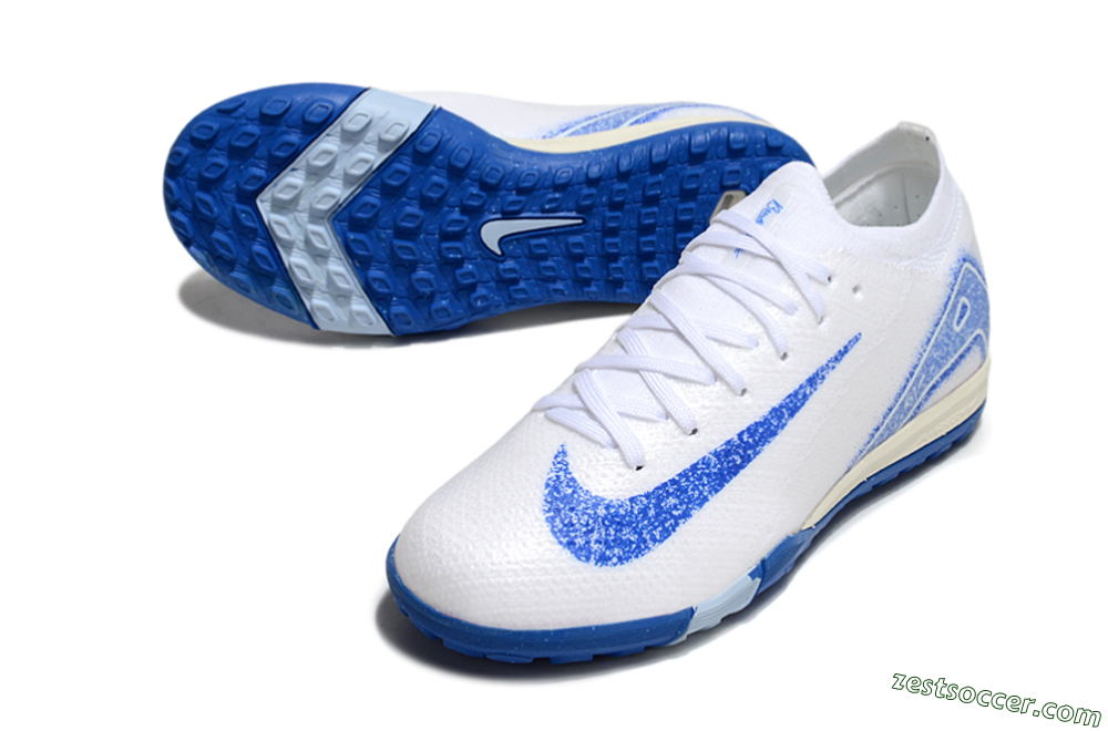 Nike Air Zoom Mercurial Vapor 16 Elite TF Low-Tops Soccer Shoes - White/Blue 3