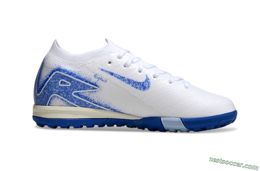 Nike Air Zoom Mercurial Vapor 16 Elite TF Low-Tops Soccer Shoes - White/Blue 4