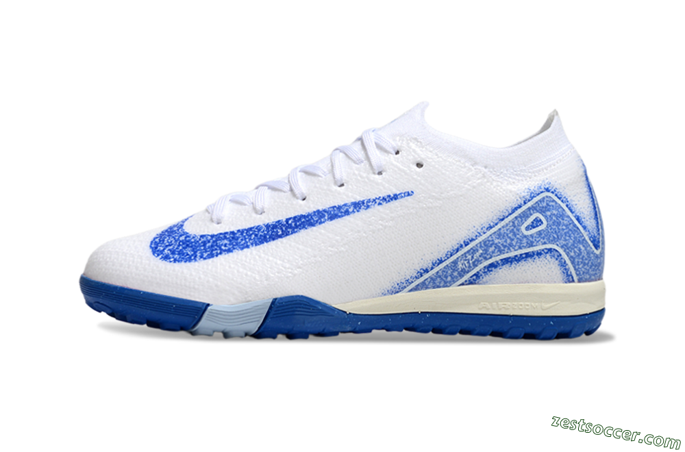 Nike Air Zoom Mercurial Vapor 16 Elite TF Low-Tops Soccer Shoes - White/Blue 2