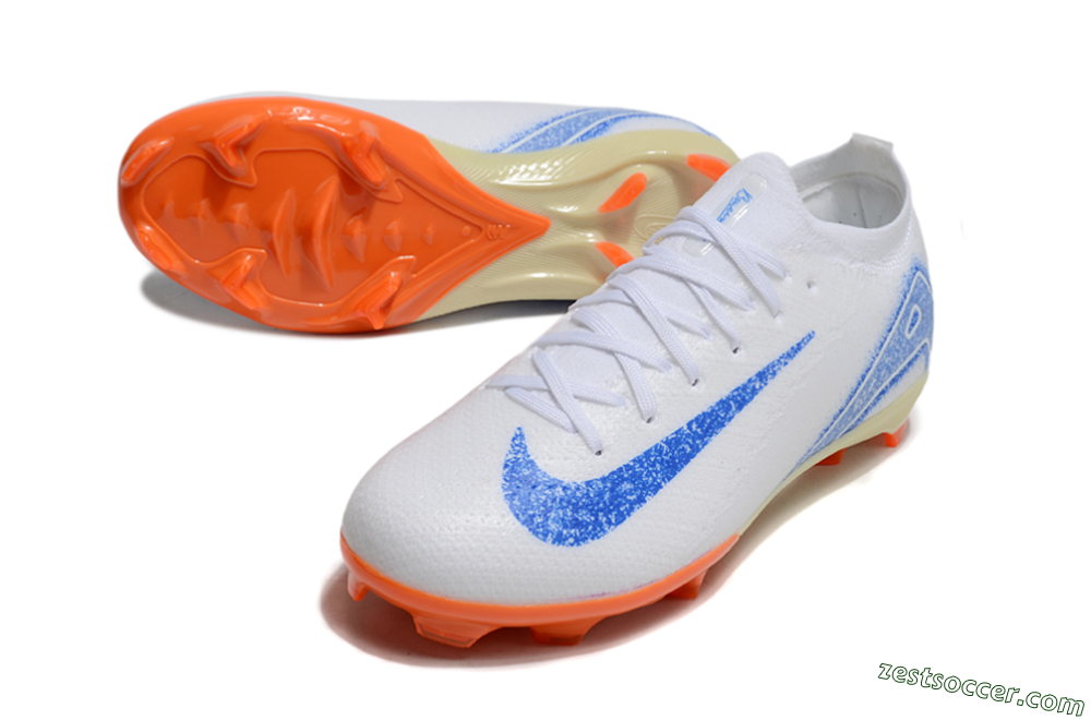 Nike Air Zoom Mercurial Vapor 16 Elite FG Low-Tops Soccer Cleats - White/Blue/Red 3