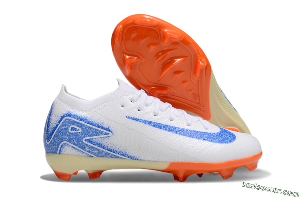 Nike Air Zoom Mercurial Vapor 16 Elite FG Low-Tops Soccer Cleats - White/Blue/Red 0
