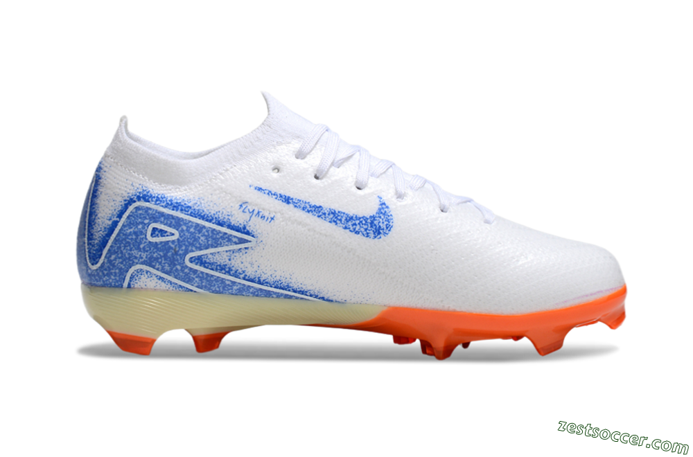 Nike Air Zoom Mercurial Vapor 16 Elite FG Low-Tops Soccer Cleats - White/Blue/Red 4