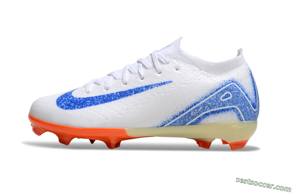 Nike Air Zoom Mercurial Vapor 16 Elite FG Low-Tops Soccer Cleats - White/Blue/Red 2