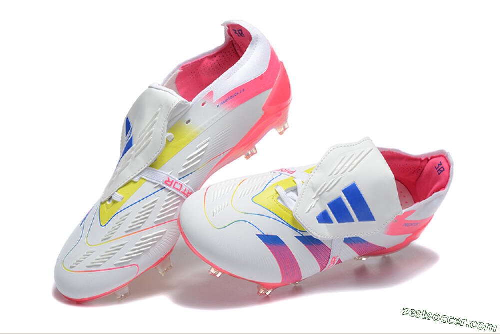 Adidas Predator 25 Elite Foldover Tongue FG Low-Tops Soccer Cleats - White/Red/Blue 6