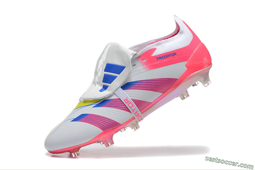Adidas Predator 25 Elite Foldover Tongue FG Low-Tops Soccer Cleats - White/Red/Blue 8