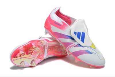 Adidas Predator 25 Elite Foldover Tongue FG Low-Tops Soccer Cleats - White/Red/Blue