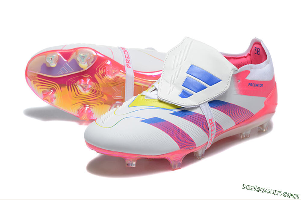 Adidas Predator 25 Elite Foldover Tongue FG Low-Tops Soccer Cleats - White/Red/Blue 3