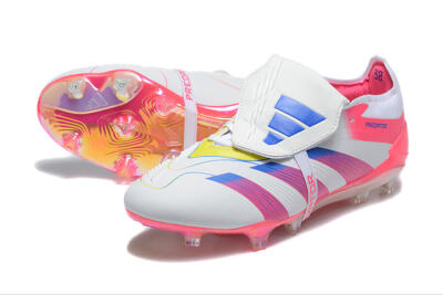 Adidas Predator 25 Elite Foldover Tongue FG Low-Tops Soccer Cleats - White/Red/Blue
