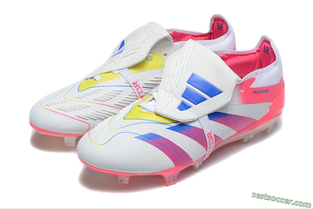 Adidas Predator 25 Elite Foldover Tongue FG Low-Tops Soccer Cleats - White/Red/Blue 5