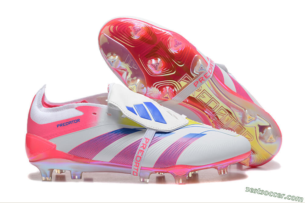 Adidas Predator 25 Elite Foldover Tongue FG Low-Tops Soccer Cleats - White/Red/Blue 0