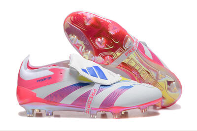 Adidas Predator 25 Elite Foldover Tongue FG Low-Tops Soccer Cleats - White/Red/Blue