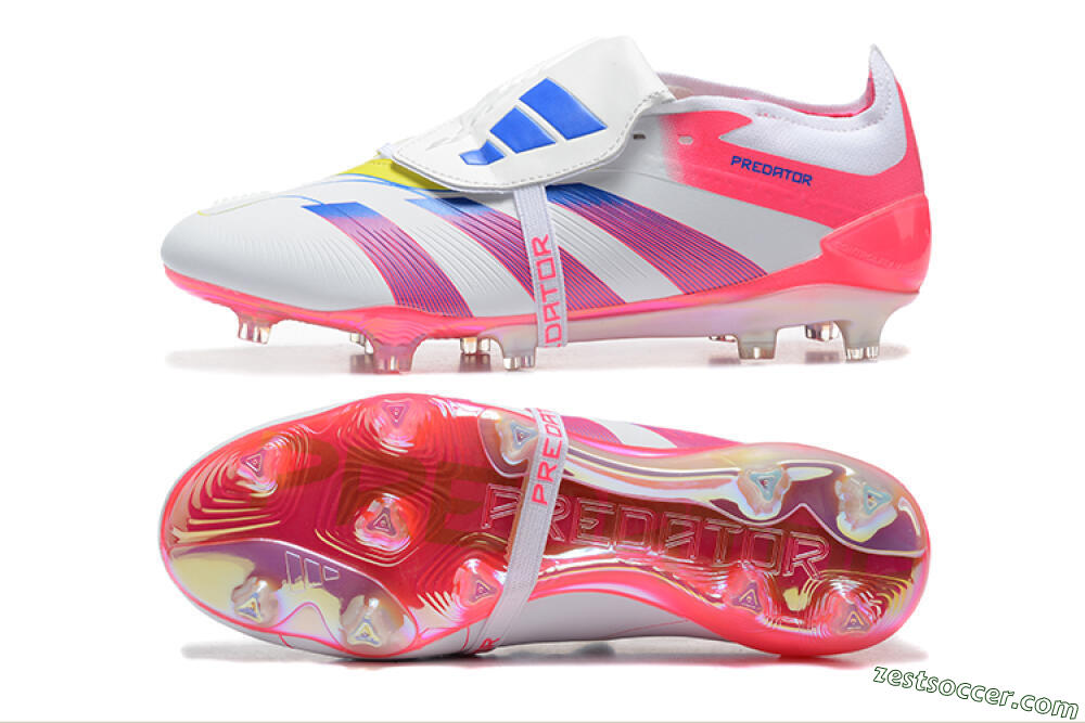 Adidas Predator 25 Elite Foldover Tongue FG Low-Tops Soccer Cleats - White/Red/Blue 1