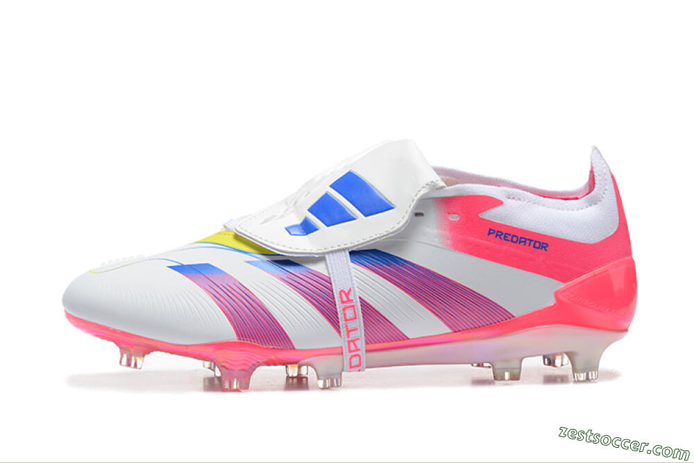 Adidas Predator 25 Elite Foldover Tongue FG Low-Tops Soccer Cleats - White/Red/Blue 2